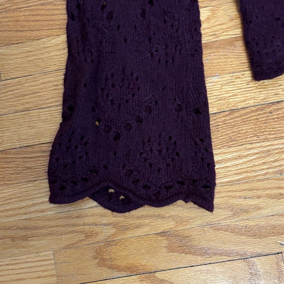 Free People Shoot From The Heart Plum Turtleneck Sweater Bell Sleeve Boho sz M - Picture 9 of 13